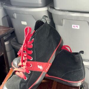 Polo by Ralph Lauren Black and Red High-Top Sneakers(122)